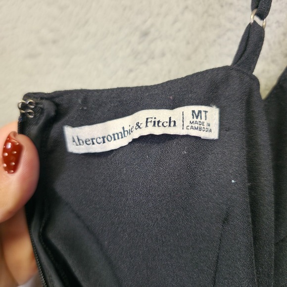 Abercrombie Fitch‎ Mini Dress Womens MT Tall Black Ruched Bodycon Whimsigoth - Picture 8 of 15